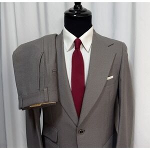 Vtg 70's Warren Sewell Suit Mens 40L Pants 30x32 Flared MCM Houndstooth Disco